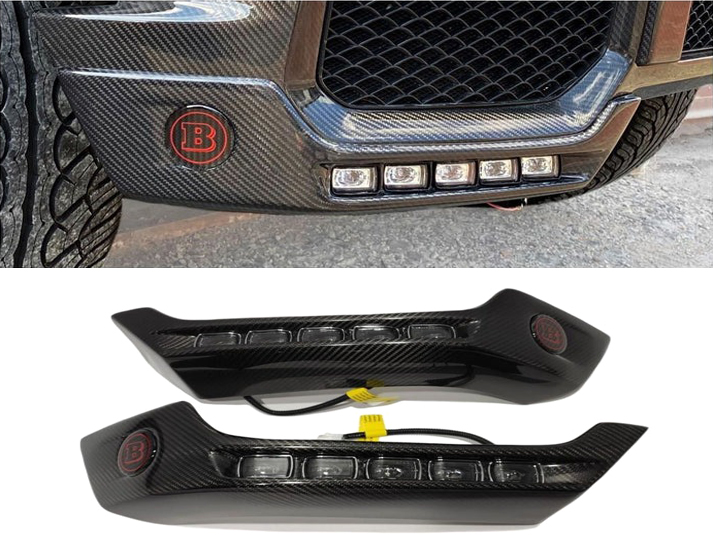 Mercedes-Benz W463 G-Wagon Brabus Carbon Fiber Front Bumper Attachments with LED DRL